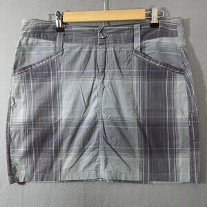 Womens Size 10 Horny Toad Organic Cotton Sidekick Plaid Skirt Grey‎